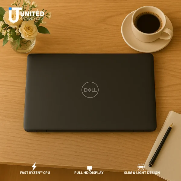 Lightweight Dell Inspiron laptop held in one hand