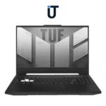 ASUS TUF Dash F15 slim design shown with closed lid on desk