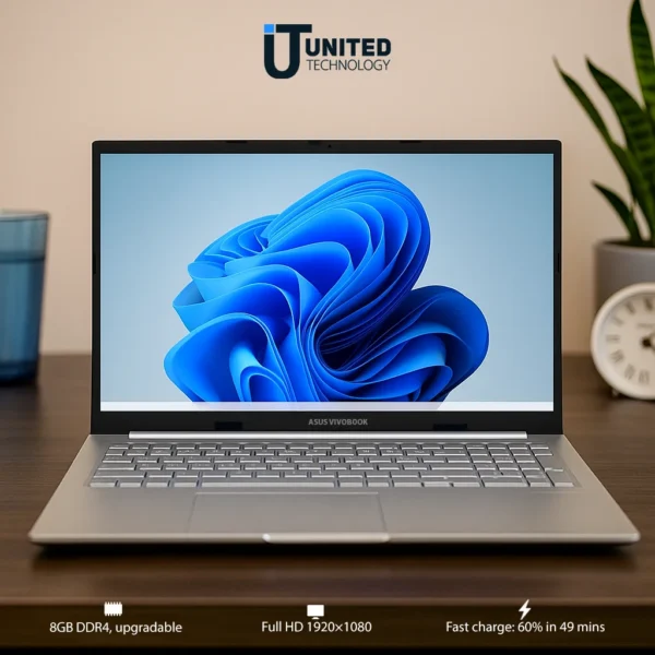 ASUS Vivobook 17.3-inch laptop with Intel Core i3 processor in silver