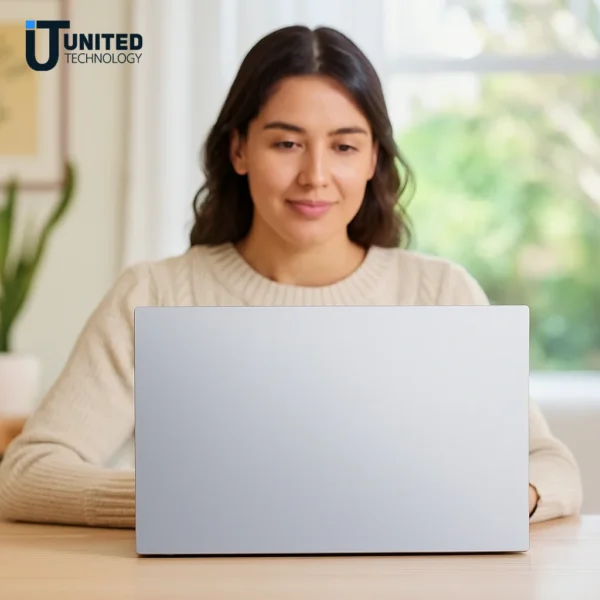 Side profile of ASUS Vivobook 17 i3 showing USB ports and thin bezels
