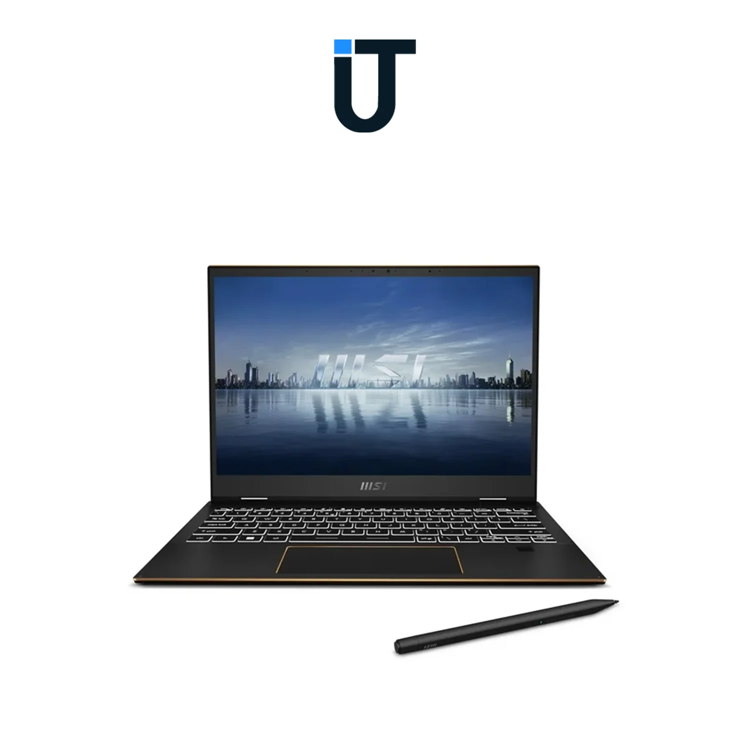 MSI Summit E13 Flip Evo 13.4-inch 2-in-1 touchscreen laptop open in tent mode