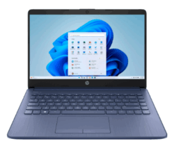 Side view of HP Stream 14 Windows laptop with Intel Celeron processor