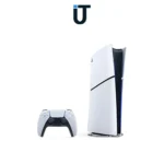 Front view of the PlayStation 5 Digital Console Slim standing vertically