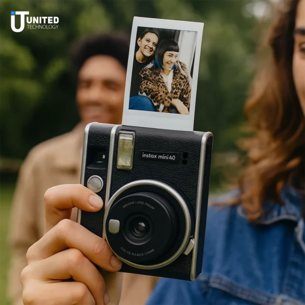 Fujifilm Instax Mini 40 with printed photos – Instax Mini 40 film loading display – United Tech Deals Georgia