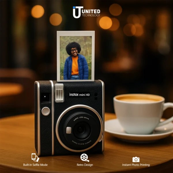 Instax Mini 40 side view showing compact Fujifilm Instax 40 build – United Tech Deals Alabama