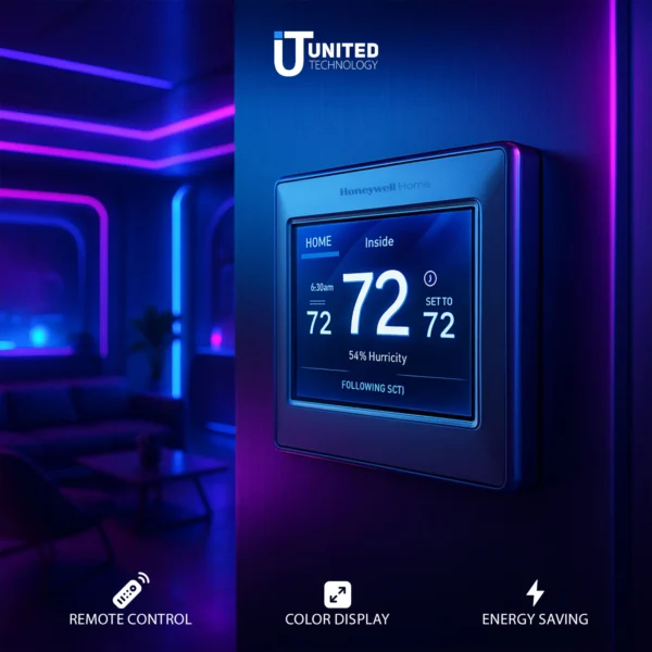 Honeywell WiFi color touchscreen thermostat close-up – United Tech Deals Alabama
