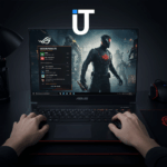 SUS G16 Ryzen 9 powered gaming laptop open on desk