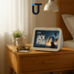 mazon Echo 5 Cloud Blue smart display on kitchen counter