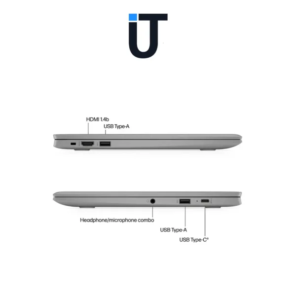 HP 14 inch Chromebook side profile with ports and slim build